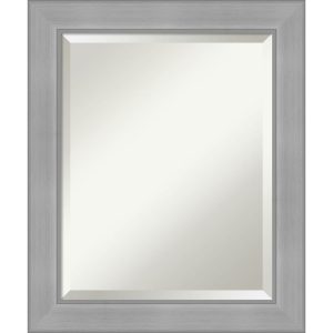 Beveled Bathroom Wall Mirror - Vista Brushed Nickel Frame