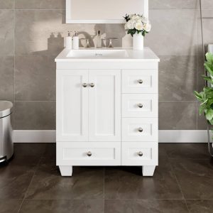Eviva Acclaim 28 in. Bath Vanity with White Carrara Quartz Top